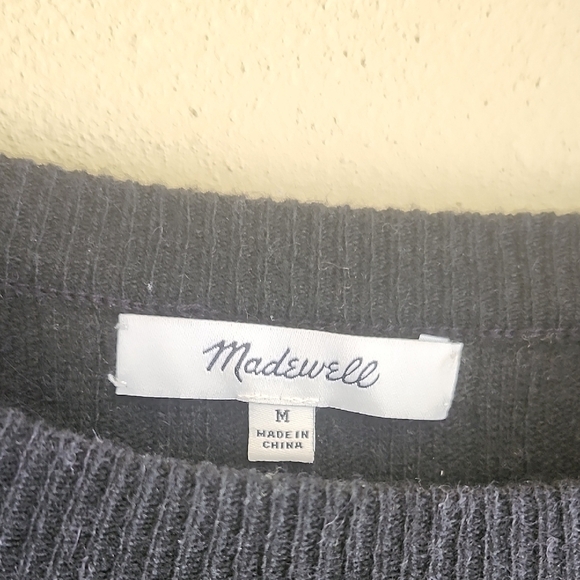 Madewell Charcoal Ribbed Sweater 22% Merino Wool 5% Alpaca - Picture 2 of 11